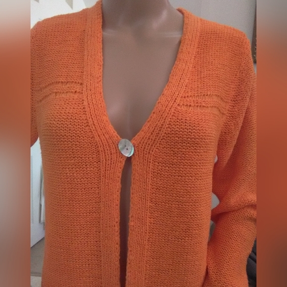 BEAUTIFUL KNIT SWEATER BY CRAZY HORSE COLLECTION ORANGE SZ. MED PERFECT COND - Picture 4 of 6